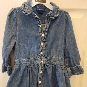 Ralph Lauren 3T ruffle collar denim dress for girls